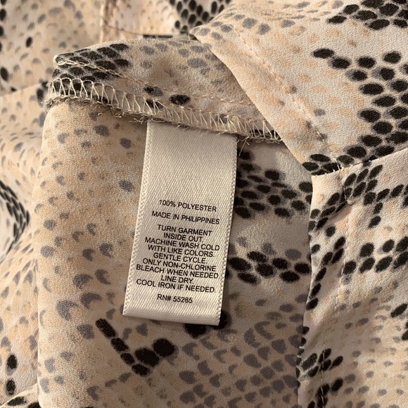 Express Snakeskin semi sheer button up shirt, light pink black gray off white - Picture 15 of 15